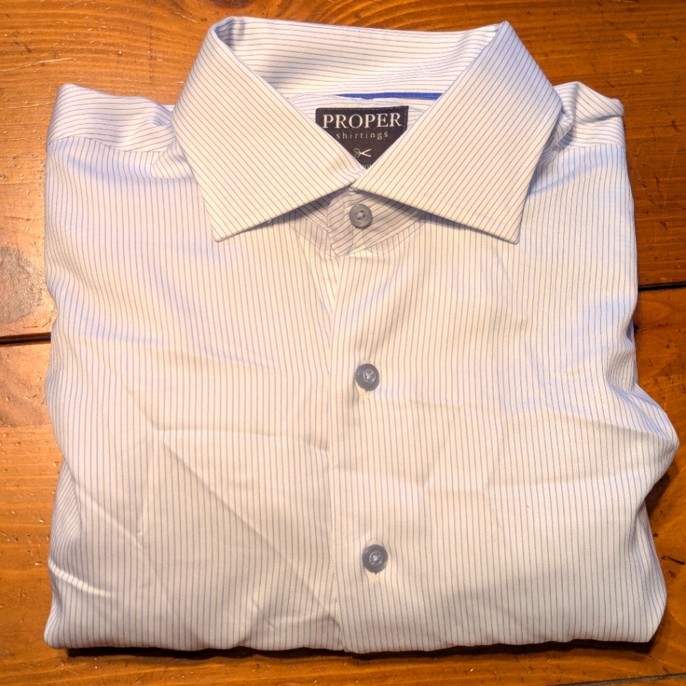 Proper Shirtings Blue Pinstripe Dress Shirt Classic Design